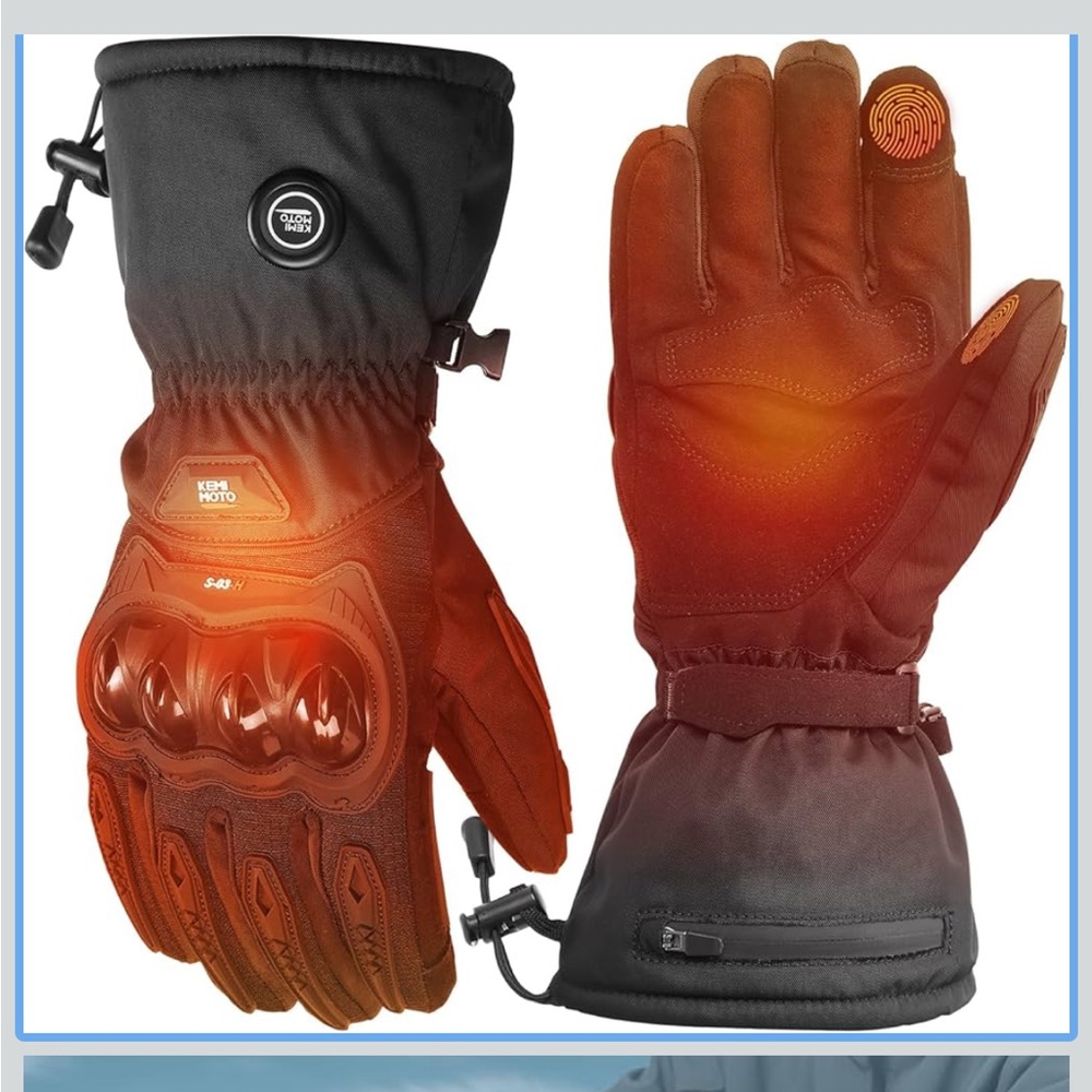 Heated Motorcycle Gloves with Touchscreen Feature